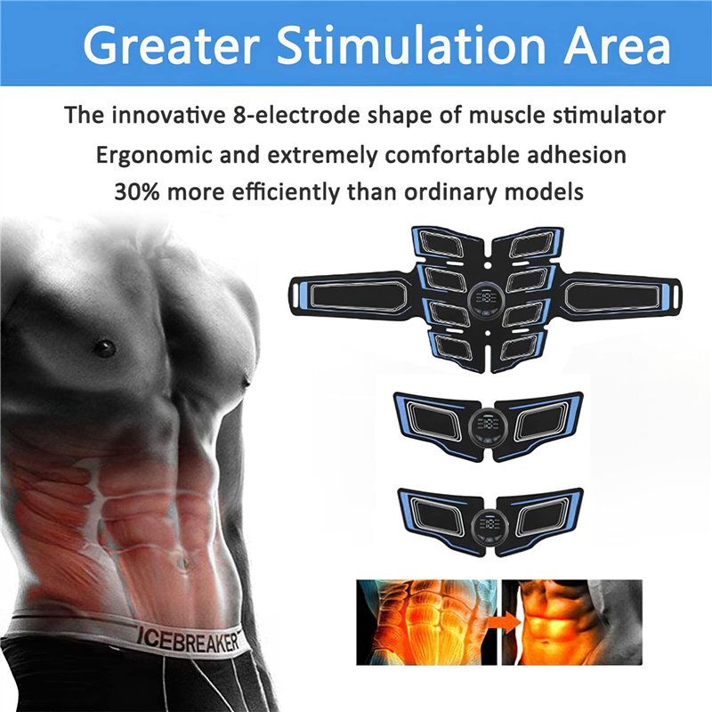 Image secondaire de sielife Electrostimulateur Musculaire, Ceinture Abdominale Electrostimulation 8 Pads EMS Stimulateur Appareil Electrostimulation