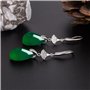Vintage Naturel Émeraude Jade Calcédoine Femme Boucles d'oreilles 925 Argent Goutte d'eau Vert Jadéite Pierres Précieuses Bijoux