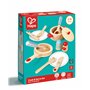 Hape Set de Service Cuisine Blanc - Casserole, Pot en Bois, Assiettes, Couverts - Jeu d'Imitation Cuisine en Bois - Enfants de 3