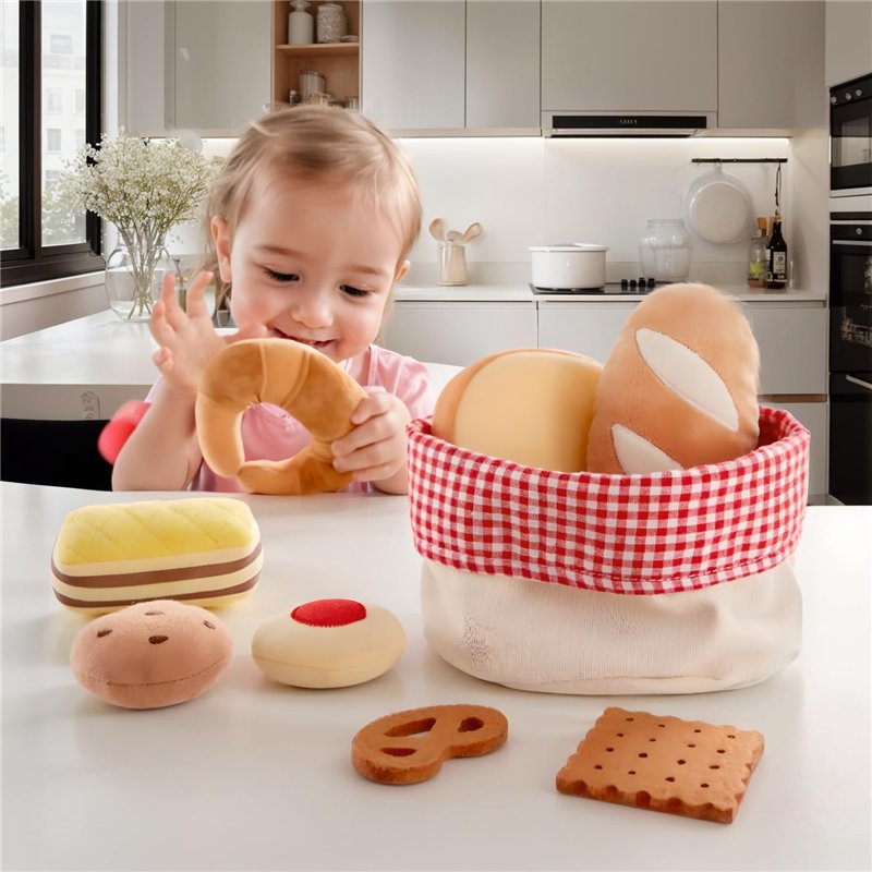 Image secondaire de Hape Panier de Viennoiseries en Tissu - Jeu d'Imitation Enfants de 18 Mois et Plus - Accessoires Dinette Réalistes - Fait en Feu