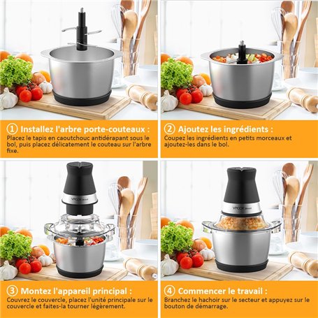 Kitchener Hachoir à Viande 230V Hache Viande électrique 108KG/Heure Hachoir Viande Professionnel Rapide et Propre Hachoir a Vian