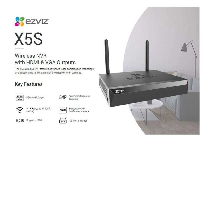 Image secondaire de EZVIZ X5S-8W Webcam USB, Fast Ethernet + WiFi, sans Fil