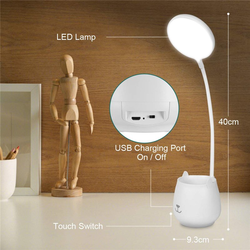 Image secondaire de URAQT Lampe de Bureau de Porte-stylo, Tactile Lampe de Bureau à LED Dimmable avec 3 Modes D'éclairage & 24 LED, Protection des Yeux