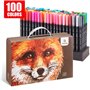 mancola 100 Couleurs Feutres Coloriage Adultes, Feutre Aquarelle Stylo Pointe Fine, Pour Professionnel Dessin,Coloriage Mandala 
