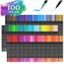 mancola 100 Couleurs Feutres Coloriage Adultes, Feutre Aquarelle Stylo Pointe Fine, Pour Professionnel Dessin,Coloriage Mandala 