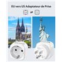 Adaptateur de Voyage Europe Francaise FR 2 Broches vers US 3 Broch