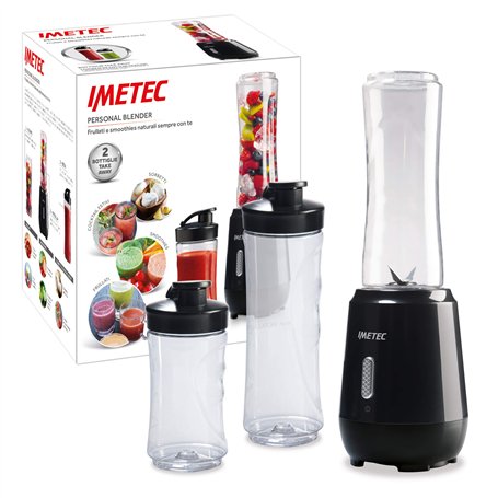 Imetec Personal et Sport Blender PB 100 Mini mélangeur avec 2 bouteilles Take-Away en Tritan sans BPA