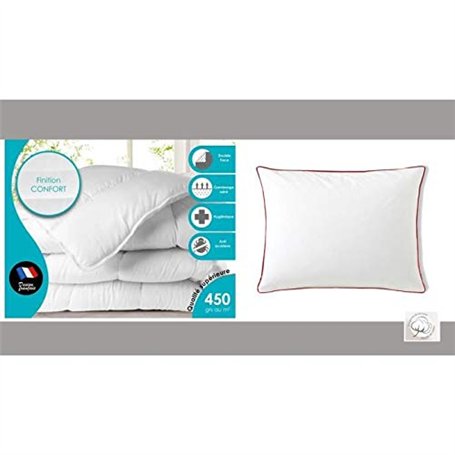 Douce Nuit Couette Blanche 450GR/M² "FABRICATION FRANCAISE" (2 Places) 220 x 240 + 2 Oreillers 60 x 60 cm 8008300489251