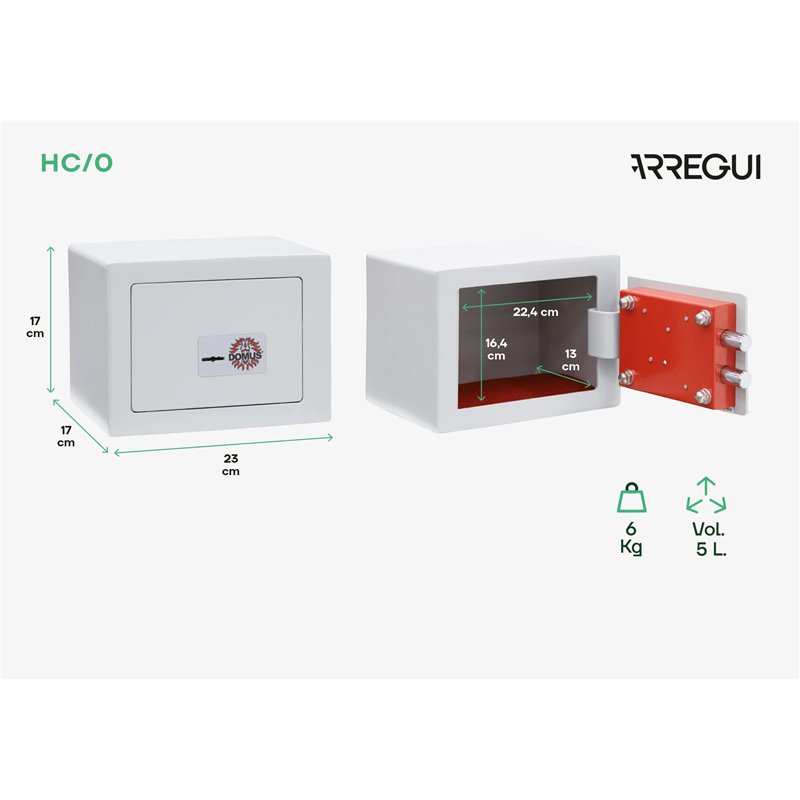Image secondaire de ARREGUI D-HC/0 Coffre-fort en acier avec serrure à clé, coffre-fort de sécurité pour la maison, facile d'utilisation et simple d