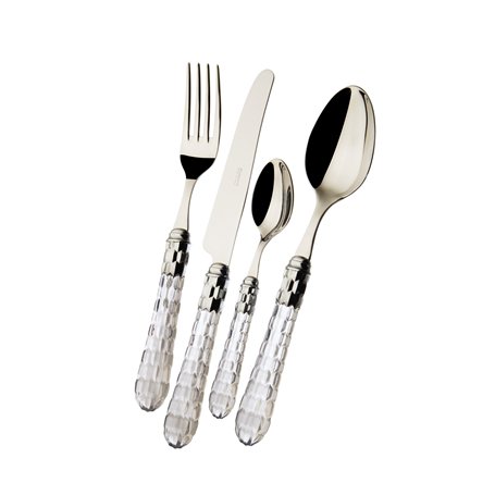 BUGATTI CSC1T-S1750 Aladdin Cristallo Ménagère 24 Pièces Table Acrylique/Acier INOX Transparent 39 x 27 x 5 cm