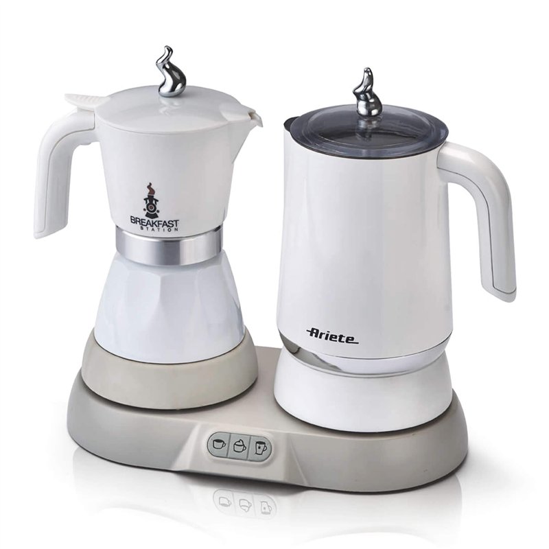 Ariete 1344 Breakfast Station, 3 produits en 1, cafetière, mousseur à lait chaud ou froid, bouilloire, 500 W, 4/2 tasses, foncti