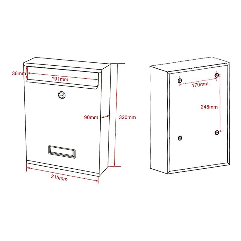 Image secondaire de Kippen 10005AC Boîte aux lettres modèle Mail-Couleur crème, dimensions : 320 x 215 x 90 mm