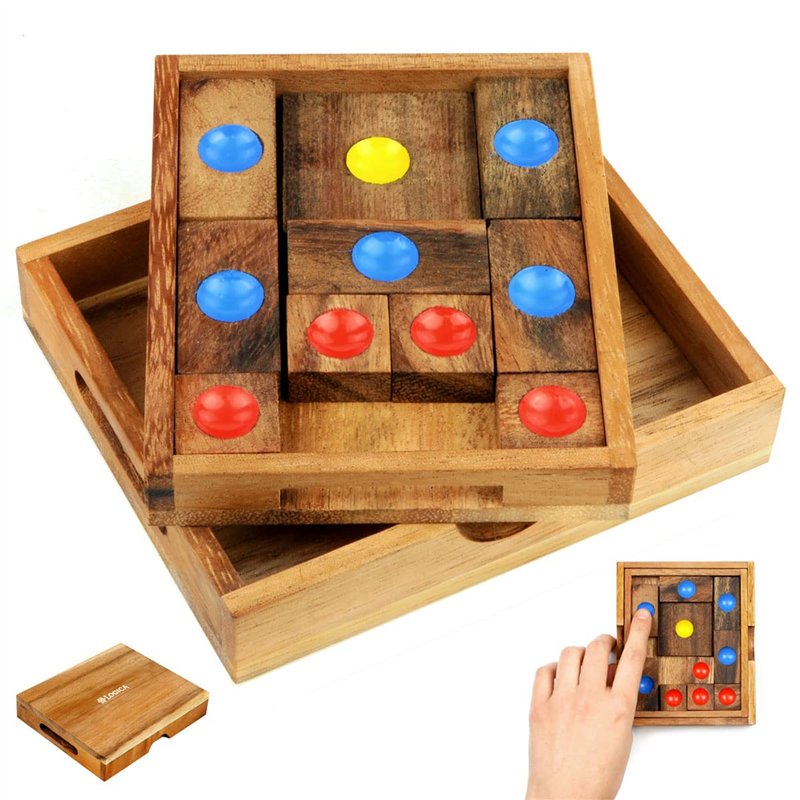 Logica Jeux Art. Fuite de la Prison - Khun Phaen - Klotski - L'Âne Rouge - Casse-têtes en Bois Précieux - 16 Jeux en 1 - Difficu