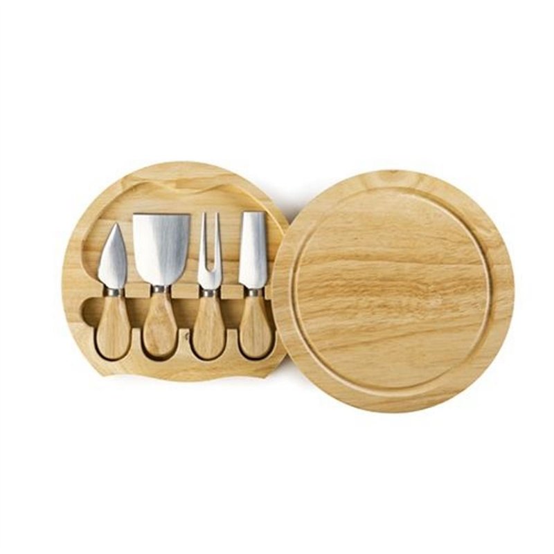 Ibili 782750 Set de Couteaux à Fromage, Inox, Marron, 21 x 21 x 4 cm