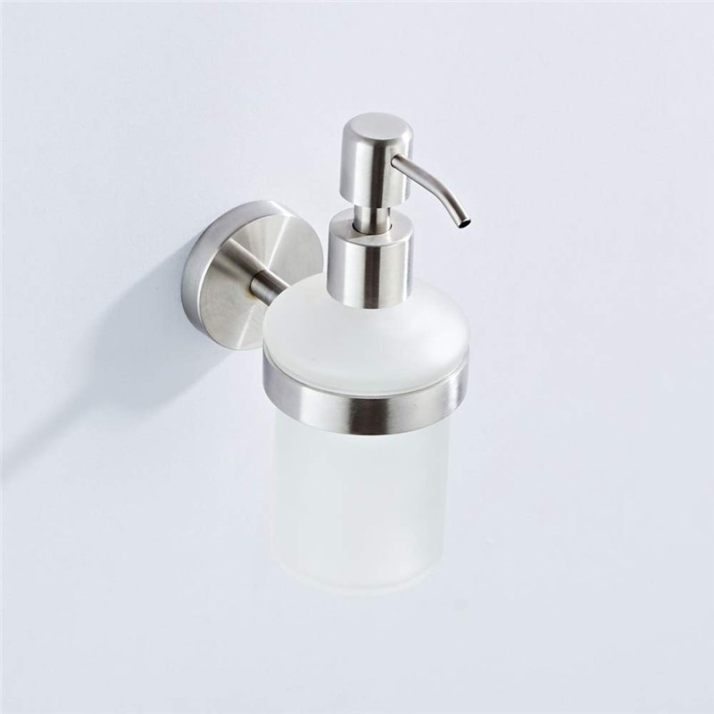 Image secondaire de EXLECO Distributeur de Savon Mural en Matt Verre 200ML 304 Acier Inoxydable Distributeur de Pompe à Presser Mural Salle de Bain 