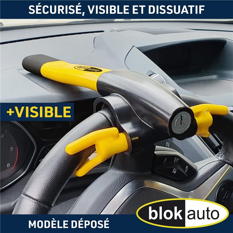 Image secondaire de BLOKAUTO 9595 Antivol Voiture Haute Sécurité, Canne Bloque Volante Plus Visible et Dissuasif, Verrouillage Plus Pratique Presse 