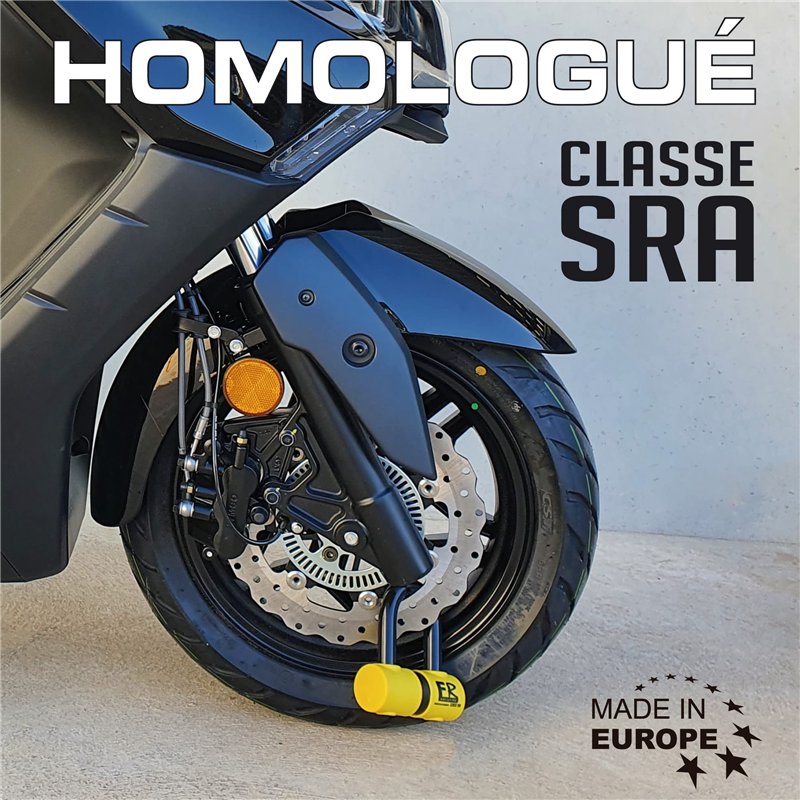 Image secondaire de FR SECURITE FR50 Antivol Moto Homologué SRA, Bloque Disque Mini U ø18mm en Acier Cémenté, Testé contre Sciage Coupe-Boulons, Blo