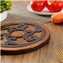 Dessous de Plat en Bois et métal - Rond - Diamètre : 20 cm - Qualité supérieure - Résistant à la Chaleur - pour casseroles Chaud