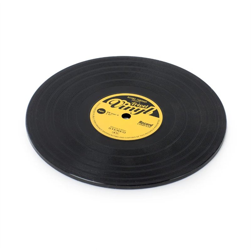 Balvi Dessous-de-Plat Vinyl Couleur : Noir en Forme de Vinyle Silicone 15 cm