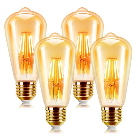 EXTRASTAR E27 Ampoule LED Vintage 4 Pack Edison Style Retro 6W Antique Lampe décorative Blanc Chaud 2200K 600LM Non-Dimmable