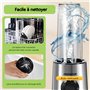 Aigostar Blender Portable, Mixeur Blender avec 2 Bouteilles Portables de 800ml, pour Smoothie Milk-shake Fruits, Puissant 600W. 