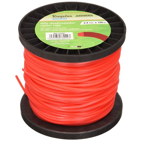 Riegolux 107666 Fil Débroussailleuse Nylon Carré - Rouge -2.4 mm x 100 m