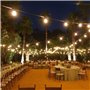 BarcelonaLED Guirlande LED lumineuse 10 mètres imperméable IP65 pour intérieur et extérieur avec 10 ampoules LED blanc chaud pou