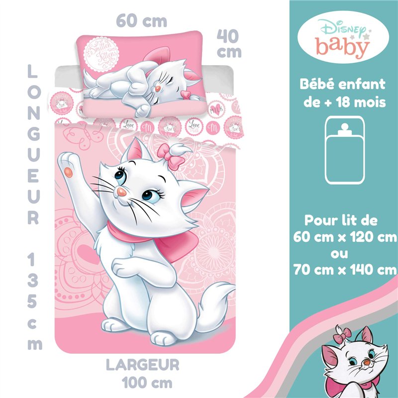 Image secondaire de Disney Marie Aristochats Parure de lit pour bébé 100 x 135 cm + 40 x 60 cm
