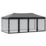 Tente de réception pliable avec parois Noir 3x6 m