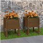 vidaXL 2X Jardinières Pots de Fleurs de Jardin Bacs à Fleurs Lits Surélevés Terrasse Balcon Patio Marron Miel 40x40x52,5 cm Bois