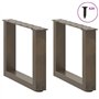 vidaXL Pieds de Table Basse Forme de U 2pcs Acier Naturel 40x(30-31) cm