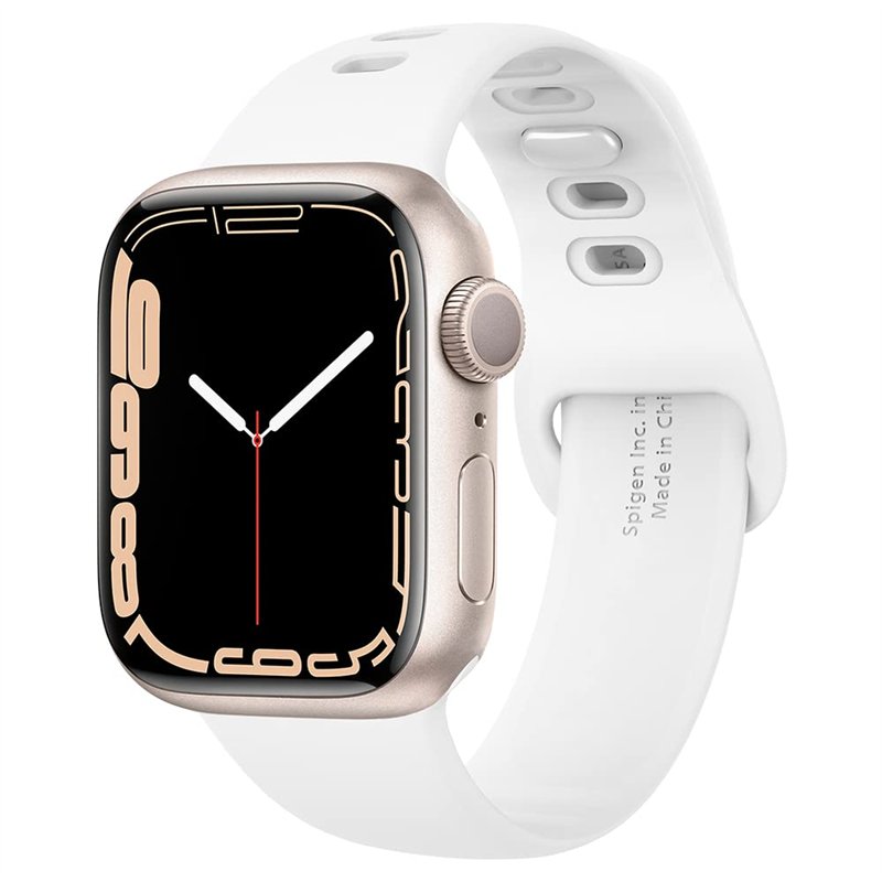 Spigen Silicone Fit Compatible avec Apple Watch Bracelet pour 44mm/42mm série 6/SE/5/4/3/2/1 - Blanc