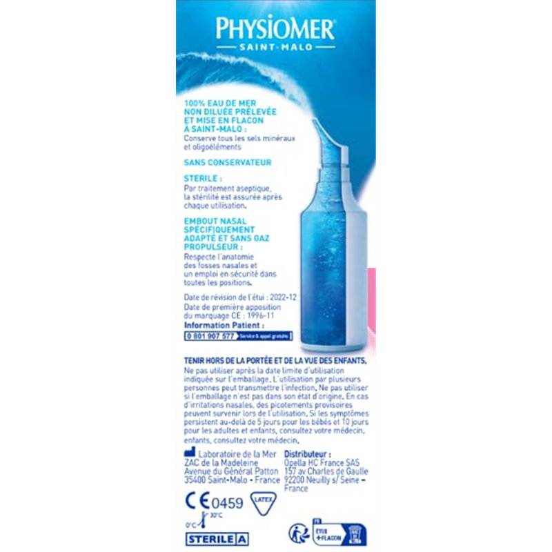 Image secondaire de Physiomer Bébé Micro-diffusion - Hygiène du nez -Dispositif médical- Spray nasal 100% eau de mer à partir de 1 mois -​ 115 mL lo