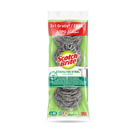 Scotch-Brite Lot de 3 + 1 spirales de lavage en acier inoxydable gratuites