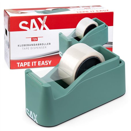 SAX Tape it Easy XXL Dérouleur de ruban adhésif à une main extra lourd | pour 1x ruban de 50mm ou 2x ruban de 25mm