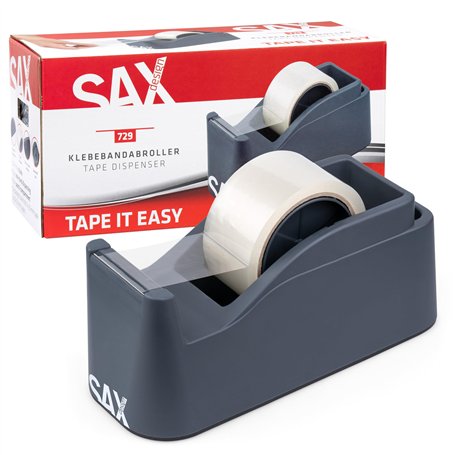 SAX Tape it Easy XXL Dérouleur de ruban adhésif à une main extra lourd | pour 1x 50mm de ruban ou 2x 25mm de ruban