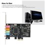 Carte Son PCIe, Carte Son 6 Canaux Matériel de Conversion de Signal Audio de Bureau Stéréo avec CD de Pilotes pour 7/Vista/XP 32