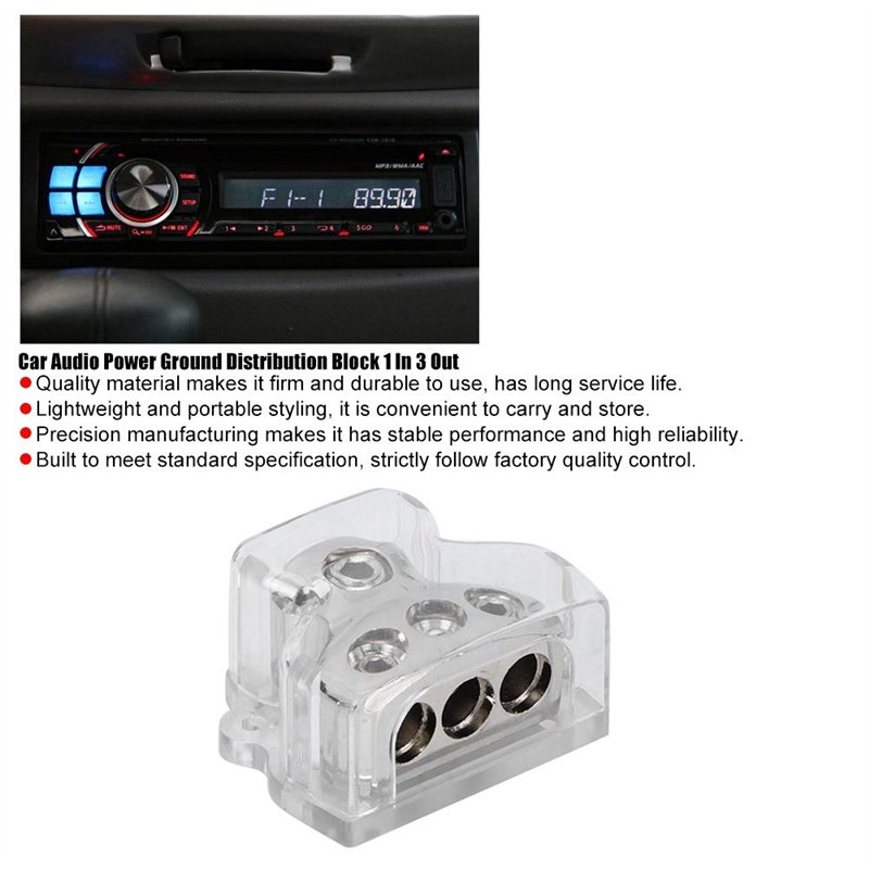 Image secondaire de Bloc de distribution d'alimentation à 3 voies, 1x 0 jauge in / 3X 4 jauge sortie Amp Distribution de puissance répartiteur de ma