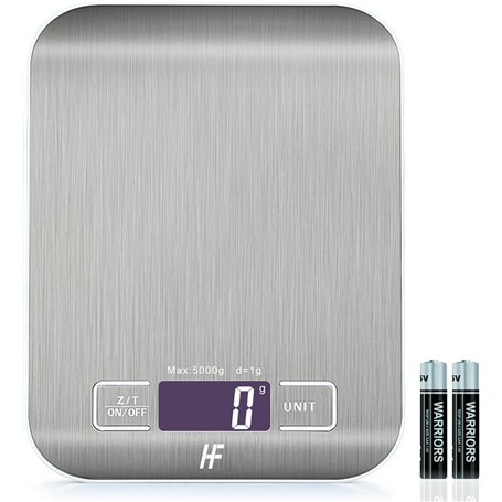HomeFashion Balance de Cuisine Électronique de Haute Précision 5000g/1g avec Écran LCD Rétroéclairé