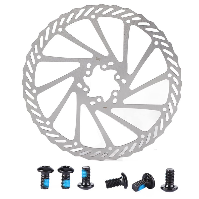 6 Disque de Frein Vélo, 203mm en Acier Inoxydable Freins à Disques avec Boulons Center Lock Rotor Flottant Étrier Avant et Arriè
