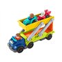 Fisher-Price Little People Camion de Transport 2-en-1 qui se transforme en rampe pour voitures, 2 véhicules Wheelies inclus, jou
