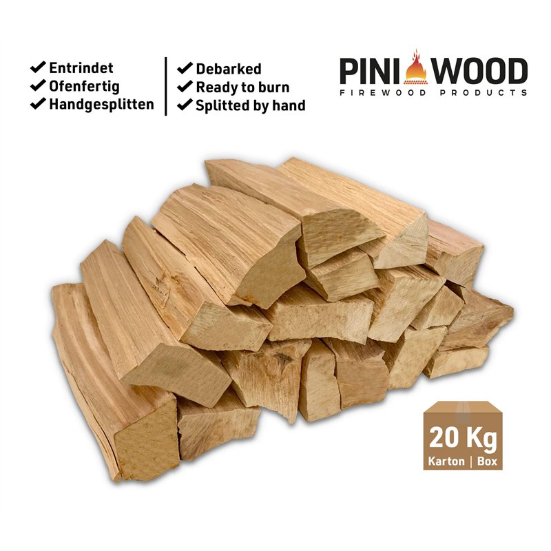 Image secondaire de PINI Bois de barbecue sans écorce - hêtre - 20 kg - Bois de chauffage d'environ 25 cm pour four à pizza, barbecue, fumoir, chemi