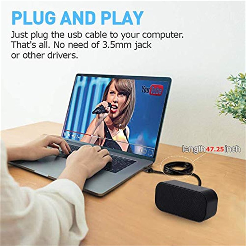 Image secondaire de Petits haut-parleurs USB pour ordinateur, idéal petit bureau externe ou haut-parleurs de jeu, barre de son pour ordinateur de bu