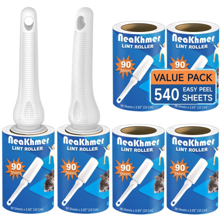 Brosse Anti Poils Animaux 540 Feuilles très adhésives - Extra Collant Rouleau adhesif Vetement