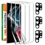 IMBZBK Lot de 3 films de protection d'écran pour Samsung Galaxy S22 Ultra 5G en TPU flexible avec 3 protections d'appareil photo