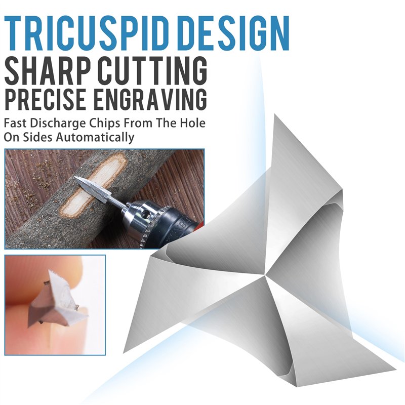 Image secondaire de Sculpture sur Bois Jeu de Mèches pour Outil Rotatif, 5 pièces Mèches de Sculpture sur Bois avec Tige de 1/8 pouces pour Bricolage