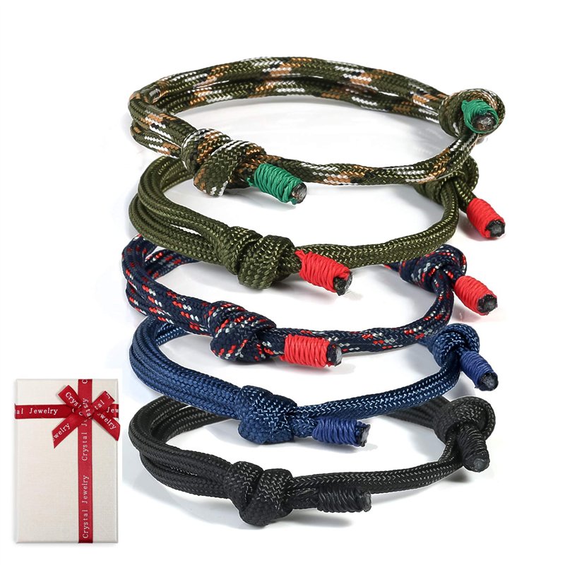 5 pièces tressé bracelets ensemble pour homme femme, bracelet de surf nautique coloré cordon corde marine pour hommes hommes gar