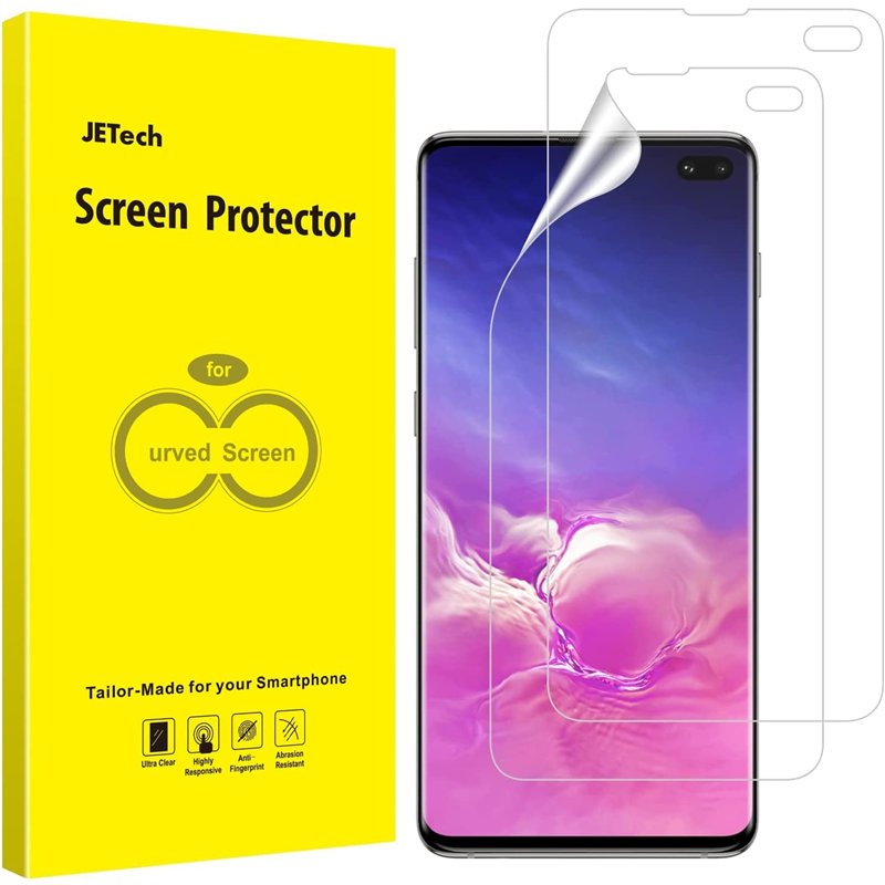 JETech Protection Écran Compatible Samsung Galaxy S10 Plus S10+, Film Ultra HD en TPU, Coque Compatible, Lot de 2
