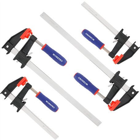 WORKPRO Jeu de Serre-joint Métallique à Libération Rapide 4 Pièces