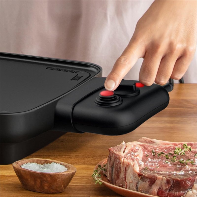 Image secondaire de Tefal Booster Plancha électrique, 2200 W, 2 zones de cuisson, Revêtement antiadhésif, Thermostat réglable, Large surface de cuis